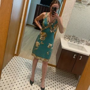 Elie Tahari lovely turquoise and gold tank dress
